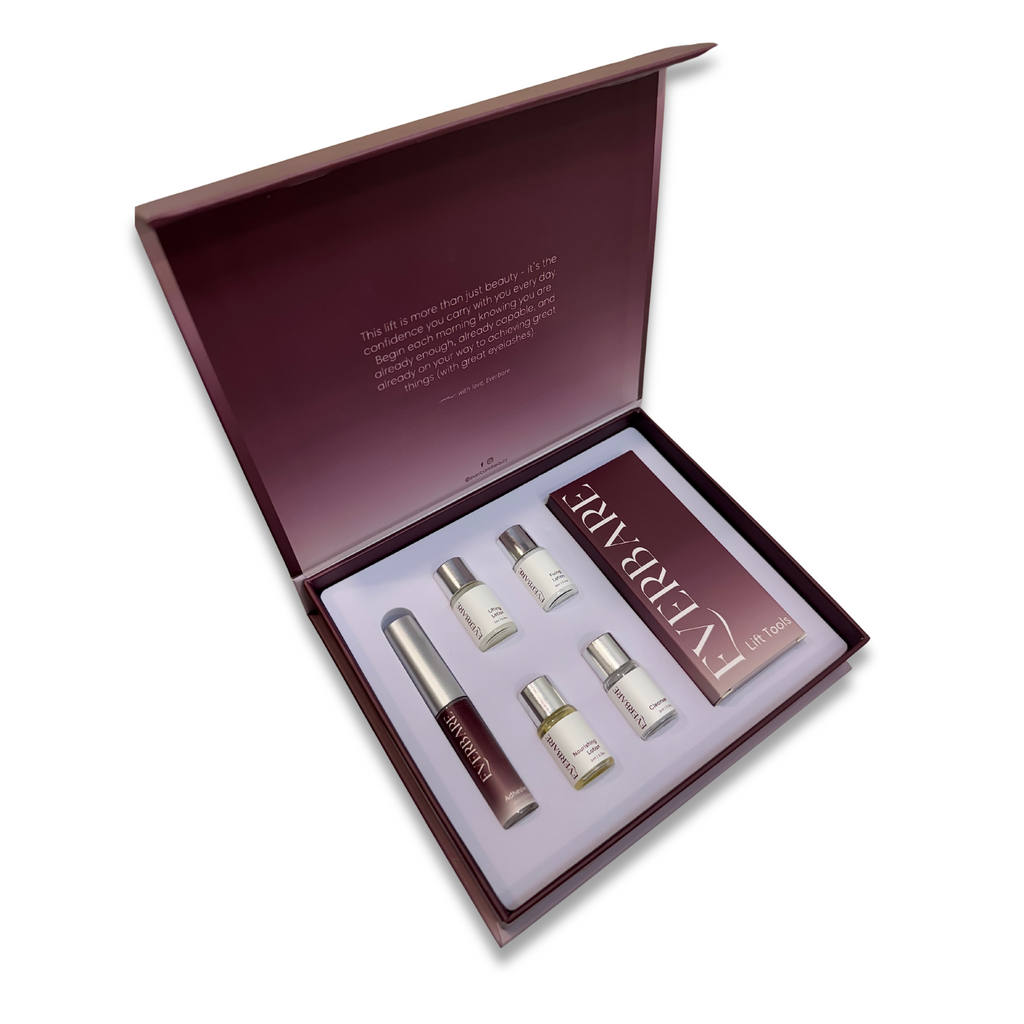 everbare eyelash lift kit opened for at home use to curl eyelashes