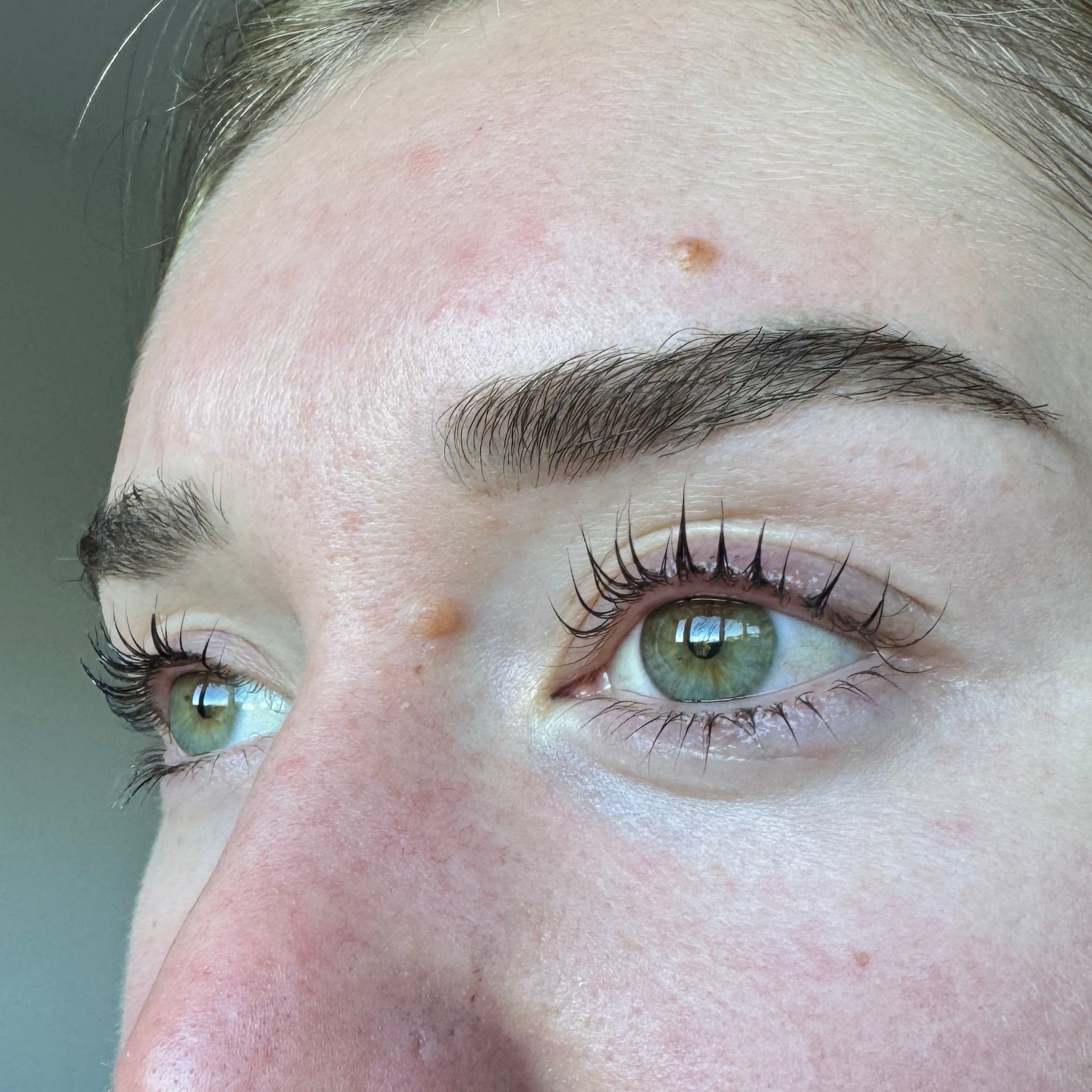 Natural lashes with DIY lash perm kit results
