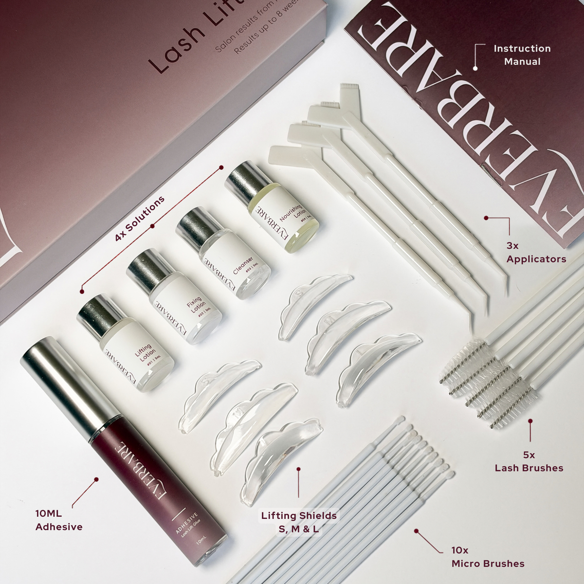 tools inside an at home lash lift kit